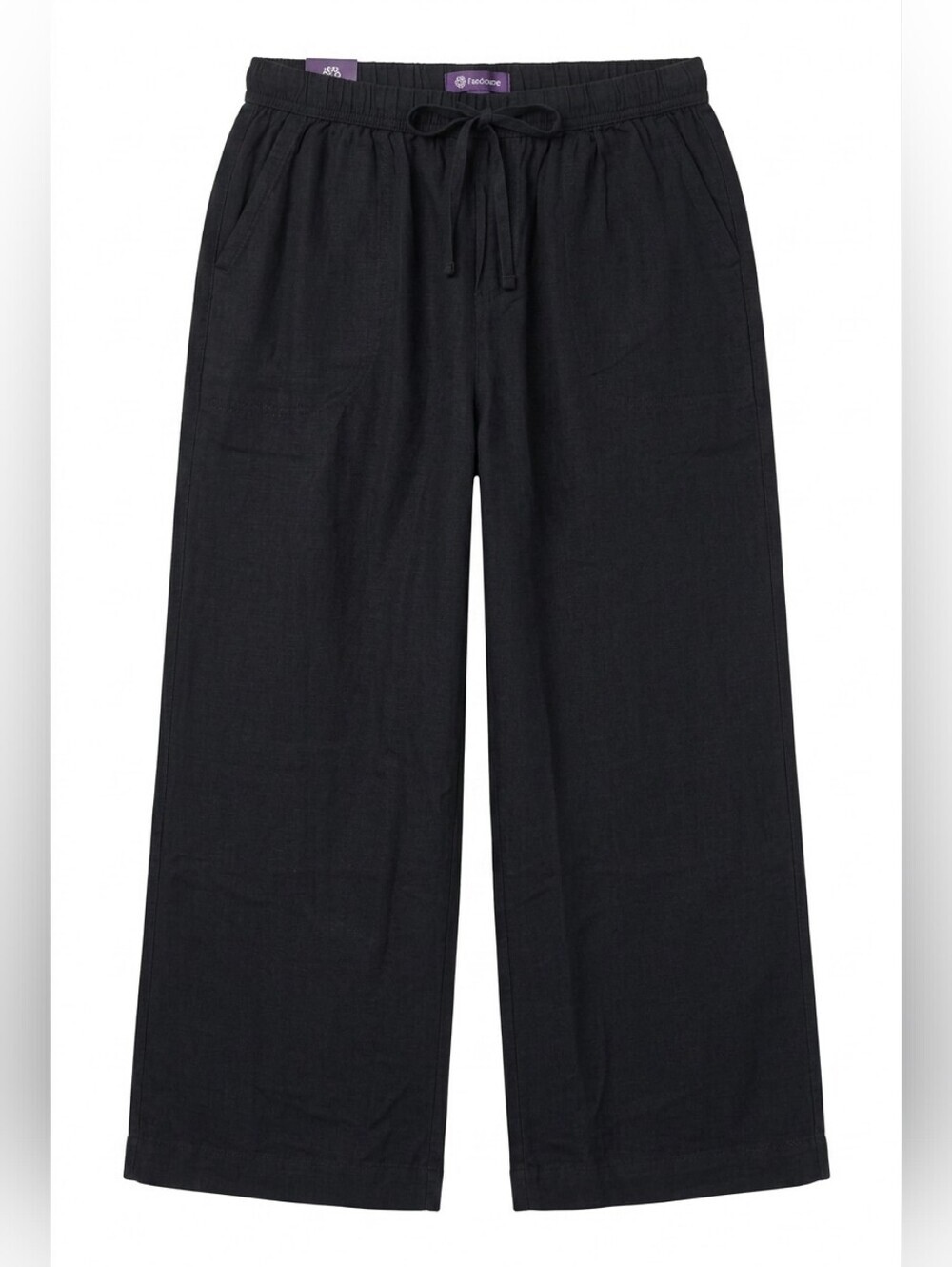 Splendid Navy Drawstring Linen-Blend Wide Leg Flowy Cropped Pants NWT Medium